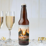 40th birthday party guys cheers photo beer bottle label<br><div class="desc">A beer label for 40th birthday party for a guy. Photo of two hands holding bottles of beer against the evening sunset. Keep the photo or add yours. With the text: Cheers to, templates for a name age 40 and a date. Date of birth or the date of the party....</div>