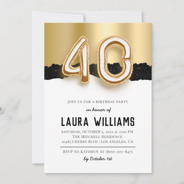 40th Birthday Party Invitation (Front)