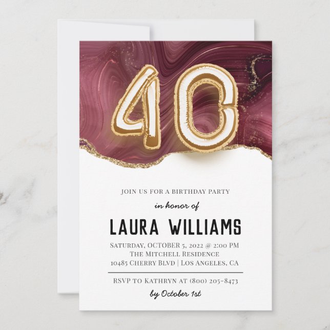 40th Birthday Party Invitation (Front)