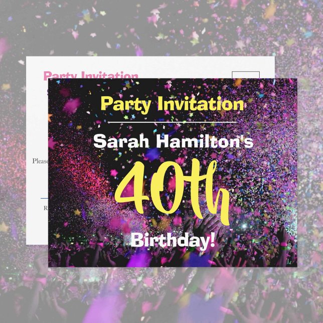 40th Birthday Party Invitation Postcard (Creator Uploaded)