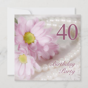 40th Birthday party invitation with daisies