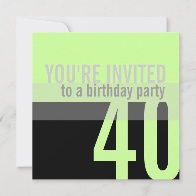 40th Birthday Party Invitations {Mint Green} (Front)