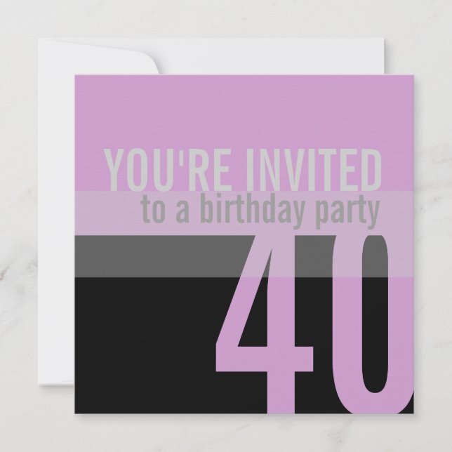40th Birthday Party Invitations (Purple) (Front)
