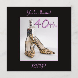 40th Birthday Party Leopard Shoe Invitation