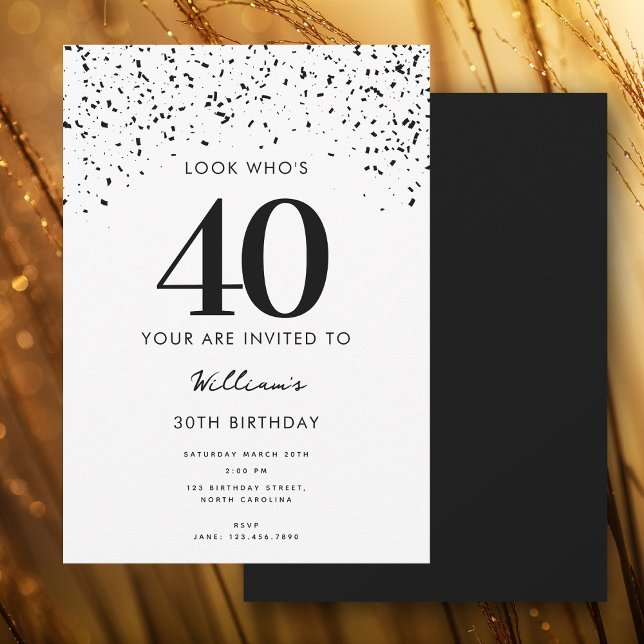 40th Birthday Party Look Who's 40 Modern  Invitation (40th Birthday Party Look Who's 40 Modern Invitation)