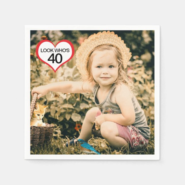 40th Birthday Party Napkins with Photo (Front)