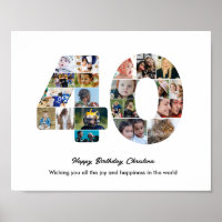 40th Birthday Party Number 40 Photo Collage