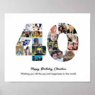 40th Birthday Party Number 40 Photo Collage Poster