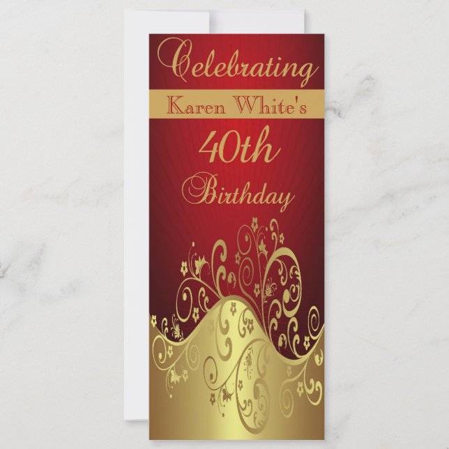 40th Birthday Party Personalised Invitation (Front)