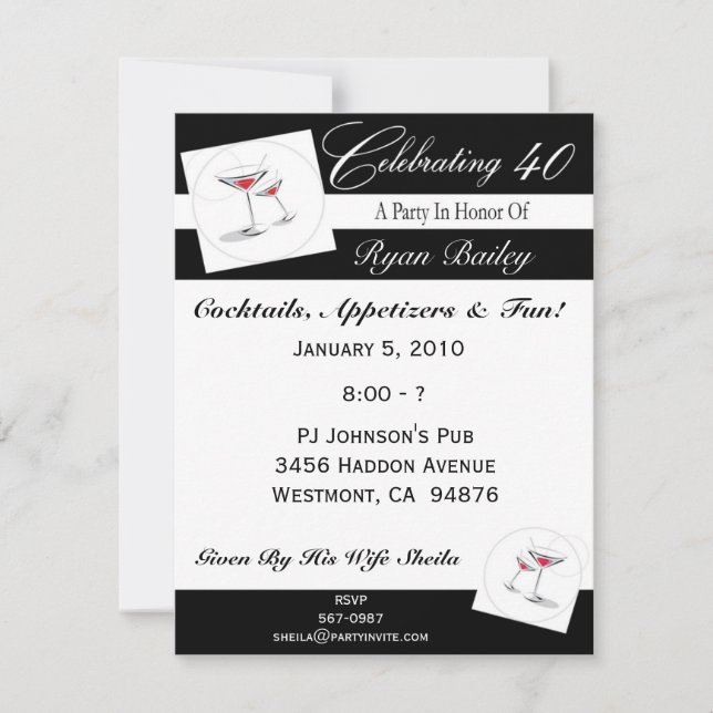40th Birthday Party Personalised Invitation (Front)