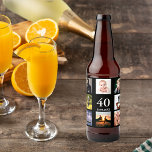40th birthday party photo collage guy black beer bottle label<br><div class="desc">A beer bottle label for a 40th birthday party for a guy,  celebrating his life with a collage of 8 of your own photos.  Templates for a name,  age 40 and a date.  Date of birth or the date of the party.  White coloured letters.  Black background.</div>