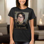 40th Birthday Party Photo Gold Script Cheers  T-Shirt<br><div class="desc">Celebrate the big 4-0 with this 40th birthday photo gold script "Cheers" T-shirt. Personalised with a photo and featuring elegant gold script, this tee makes a stylish and fun addition to any birthday party. It's the perfect combination of custom design and comfort, making it a memorable keepsake for the occasion....</div>