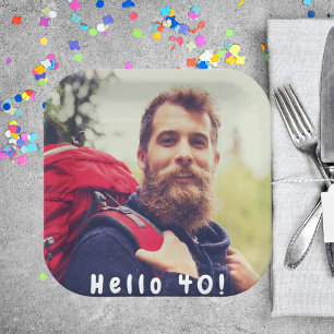 40th birthday party photo hello 40 guys men paper plate