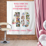 40th Birthday Party Pink Photo Collage Backdrop Tapestry<br><div class="desc">Create your own photo collage tapestry for a 40th birthday party. These wall hangings make a great backdrop, welcome sign or photobooth. The template is set up for you to add your own photographs, which automatically form the number 40. You can also edit all of the wording. The sample wording...</div>
