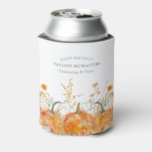 40th Birthday Party Pumpkin Wildflower Custom Can Cooler
