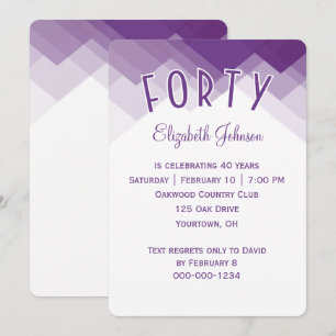 40th Birthday Party Purple and White Border Invitation