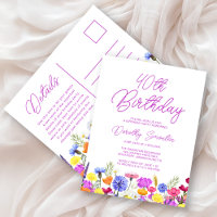 40th Birthday Party Purple Wildflowers Affordable