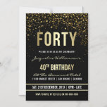 40th Birthday Party | Shimmering Gold Confetti Magnetic Invitation<br><div class="desc">This formal,  elegant,  trendy,  modern fortieth birthday party magnetic invitation is suitable for men or women. It comprises golden clean lines,  stylish upper case gothic script and sophisticated fixed faux gold foil text on a black background with showers of sparkling,  shimmering gold confetti and party streamers.</div>