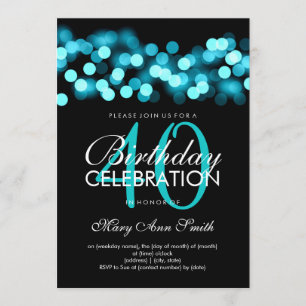 40th Birthday Party Turquoise Hollywood Glam Invitation