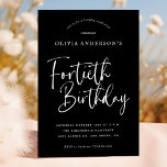 40th Birthday Party | White on Black Typography Invitation<br><div class="desc">This simple but ever-so-elegant design features modern white on black typography and the words "Fortieth Birthday" in calligraphy script. The invitations reverse to a subtle, repeating Art Deco pattern in chromatic grey and black. Oozing sophistication and elegance, these fortieth birthday invites will set the stylish tone for your celebrations. Order...</div>