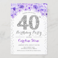 40th Birthday Party - White Silver Purple