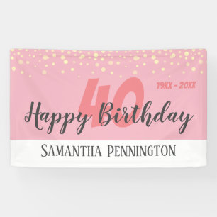 40th Birthday Party with Confetti Pink Banner