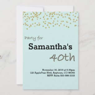 40th Birthday Personalised in Pastel Colours Invitation