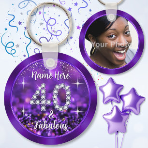 40th Birthday Personalised Party Favours, for Her Key Ring
