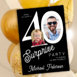 40th birthday photo black and white 40 years party invitation<br><div class="desc">Trendy bold typography 40th birthday surprise party invitation with 2 photos and modern retro style script. Easy to personalize with your text and pictures.</div>