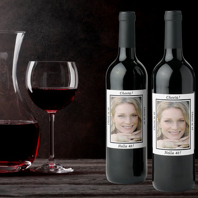 40th birthday photo cheers to 40 wine label (Creator Uploaded)