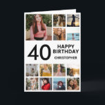 40th Birthday Photo Collage 13 Photos Black White Card<br><div class="desc">40th Happy Birthday Photo Collage 13 Photos Black and White Birthday Card for Any Age. 1st 13th 15th 16th 18th 20th 21st 30th 40th 50th 60th 70th 80th 90th 100th,  Any Ages. For further customisation,  please click the "Customise it" button and use our design tool to modify this template.</div>