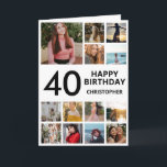 40th Birthday Photo Collage 13 Photos Black White Card<br><div class="desc">40th Happy Birthday Photo Collage 13 Photos Black and White Birthday Card for Any Age. 1st 13th 15th 16th 18th 20th 21st 30th 40th 50th 60th 70th 80th 90th 100th,  Any Ages. For further customisation,  please click the "Customise it" button and use our design tool to modify this template.</div>