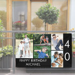 40th Birthday Photo Collage 5 Picture Black White<br><div class="desc">Personalised banner celebrating a 40th Birthday - or customise for any other age! The photo template is set up for you to add 5 of your favourite photos which are displayed in a photo collage of horizontal landscape and vertical portrait formats. The wording simply reads "Happy Birthday [your name]" in...</div>