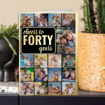 40th Birthday Photo Collage Cheers to 40 Years Foil Greeting Card<br><div class="desc">Say Cheers to Forty Years with a luxury gold foil 40th Birthday Photo Card with custom pictures and personalised birthday greeting inside. The photo template is set up to create a cool photo collage with 17 of your favourite photos, displayed as 16 square and 1 vertical portrait pics. If you...</div>