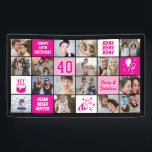 40th Birthday Photo Collage Custom Pink Black Banner<br><div class="desc">Celebrate a milestone in style with this 40th Birthday Photo Collage Banner. Easily personalize it with your own photos, custom text, and theme colors to create a one-of-a-kind decoration for your party. Perfect for displaying cherished memories. This banner makes a stunning backdrop for birthdays, photo booths, and event décor. Designed...</div>