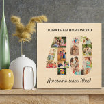 40th Birthday Photo Collage in Number 40 Wood Wall Art<br><div class="desc">Create your own wood art photo collage for a unique 40th birthday gift. The design features a photo collage in the shape of a number 40. The template is set up for you to add your own photographs as well as a name and your own custom wording. The sample wording...</div>