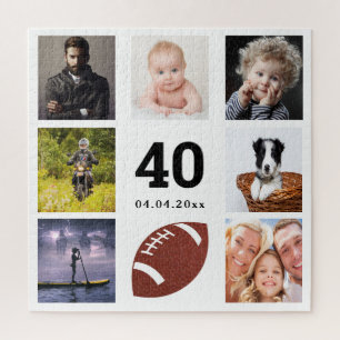 40th birthday photo collage man guy white jigsaw puzzle