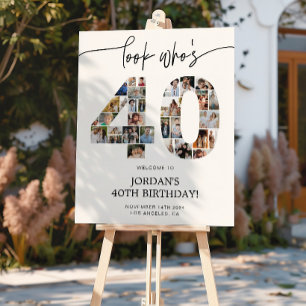 40th Birthday Photo Collage Welcome Sign
