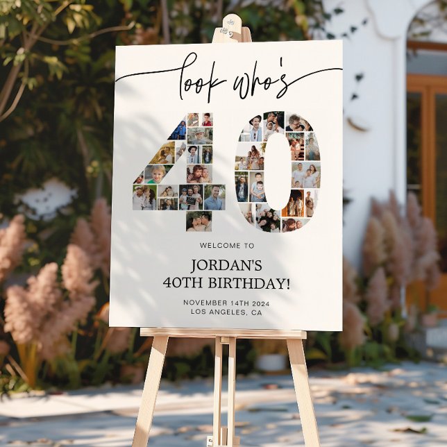 40th Birthday Photo Collage Welcome Sign (Creator Uploaded)