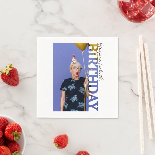 40th Birthday Photo college Party  Napkin (Insitu)