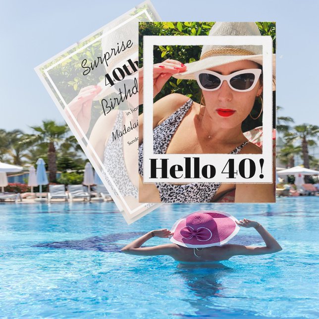 40th Birthday Photo Frame Modern Chic Invitation (Creator Uploaded)