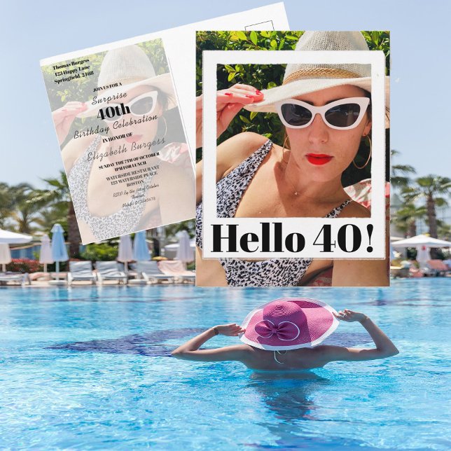 40th Birthday Photo Frame Modern Chic Postcard (Creator Uploaded)