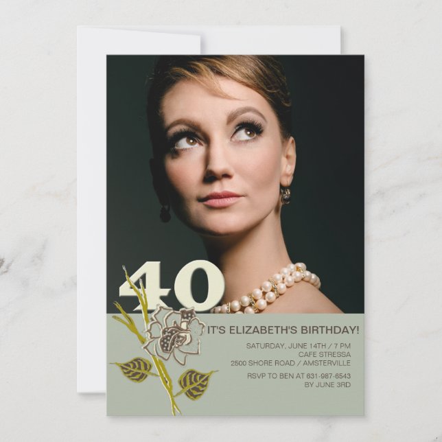 40th Birthday Photo Invitation (Front)