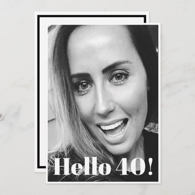 40th Birthday Photo Modern Elegant Invitation (Front/Back)