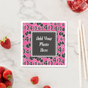 40th Birthday Photo PINK Personalise Paper Napkins