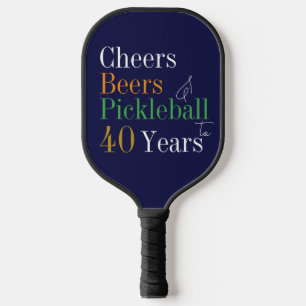 40th Birthday Pickleball Cheers Beers Navy Blue Pickleball Paddle