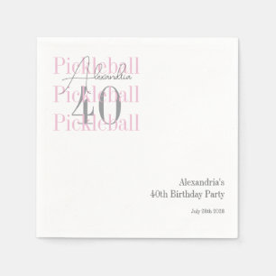 40th Birthday Pickleball Party Pink Napkin