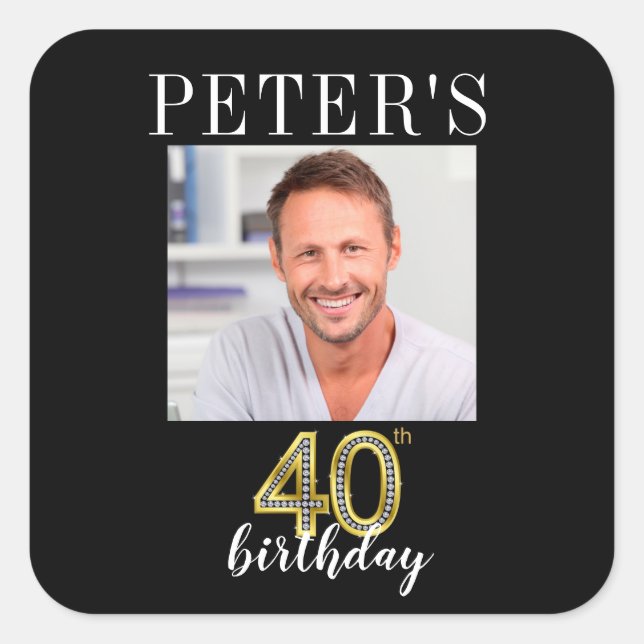 40th Birthday Picture Favour Labels (Front)