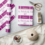 40th birthday Pink fabulously 40 Wrapping Paper<br><div class="desc">40th birthday fabulously 40,  Add Custom Name on Wrapping Paper for Unique,  Personalised Party Supplies.</div>