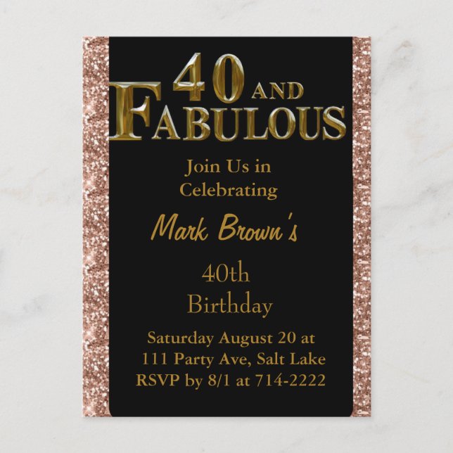 40th Birthday  Postcard (Front)